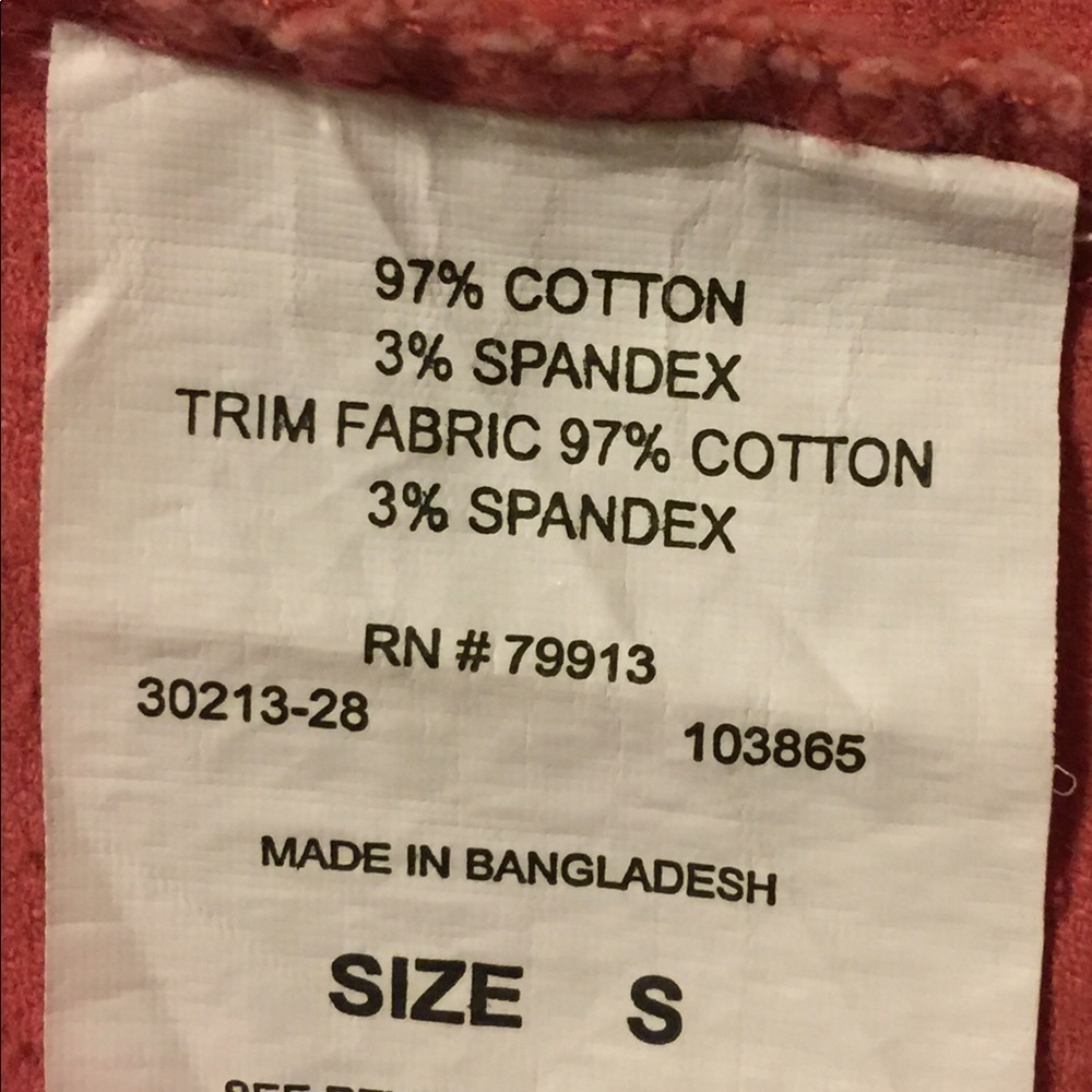 Corduroy fine gauge pearl snap western maternity shirt long sleeve red sz small. - Picture 6 of 7